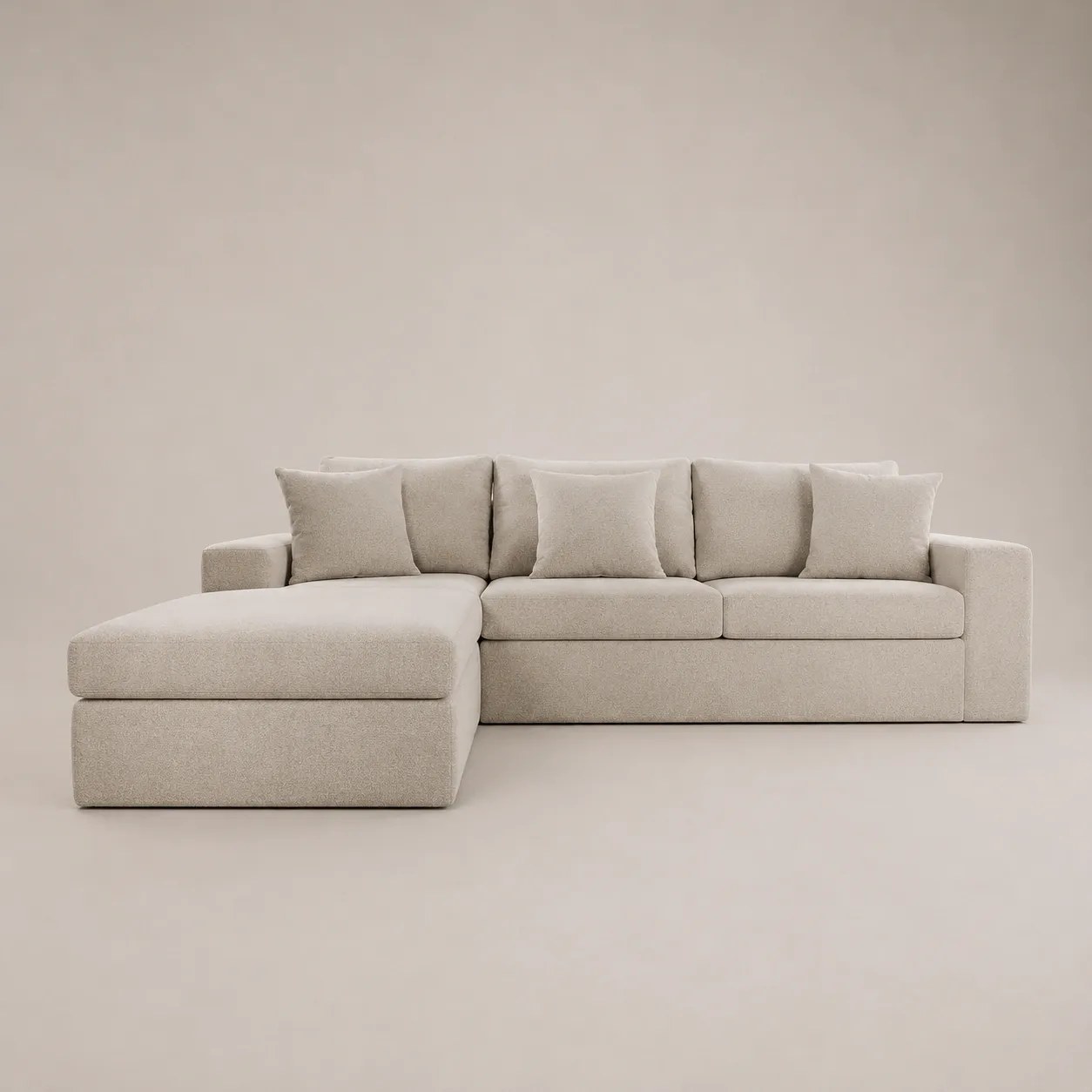 Luxe L-Shaped Sofa - Beige - Image 2