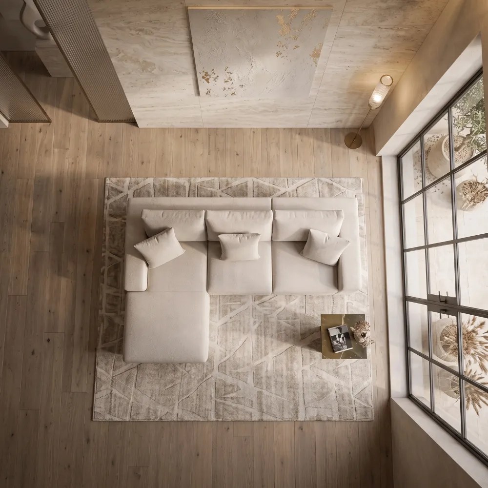 Luxe L-Shaped Sofa - Beige - Image 3
