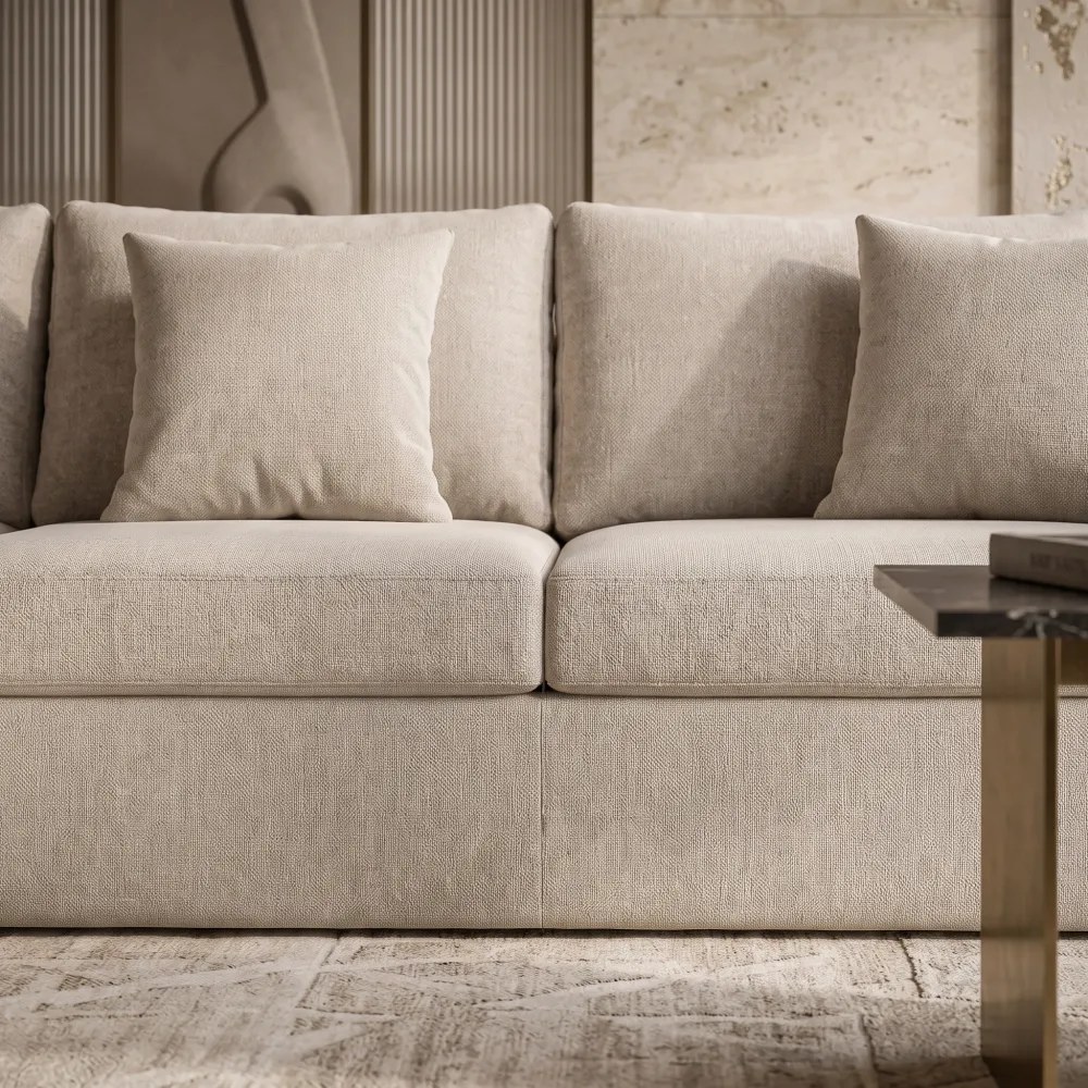 Luxe L-Shaped Sofa - Beige - Image 4
