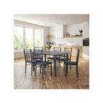 6 seater Rectangular Dining Set | Sturdy Kitchen Marbel Top Table with Pu Leather Chairs | Dining set 1+6 Seater for Home, Dining Room GREY