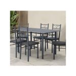 6 seater Rectangular Dining Set | Sturdy Kitchen Marbel Top Table with Pu Leather Chairs | Dining set 1+6 Seater for Home, Dining Room GREY