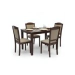 MUNICH Dining Table set 4 seater Rectangular Dining Set | Sturdy Kitchen Wooden Top Table with Fabric Chairs | Dining set 1+4 Seater for Home, Dining Room