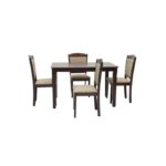 MUNICH Dining Table set 4 seater Rectangular Dining Set | Sturdy Kitchen Wooden Top Table with Fabric Chairs | Dining set 1+4 Seater for Home, Dining Room