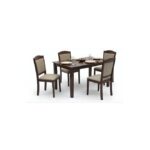 MUNICH Dining Table set 4 seater Rectangular Dining Set | Sturdy Kitchen Wooden Top Table with Fabric Chairs | Dining set 1+4 Seater for Home, Dining Room
