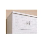 Ashu 3 Door Wooden Wardrobe Closet with Hanging Space & Shelves, Modern Bedroom Storage Cabinet with Lock