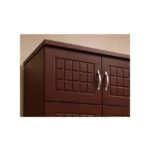 Ashu 3 Door Wooden Wardrobe Closet with Hanging Space & Shelves, Modern Bedroom Storage Cabinet with Lock