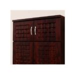 Ashu 2 Door Wooden Wardrobe Closet with Hanging Space & Shelves, Modern Bedroom Storage Cabinet with Lock