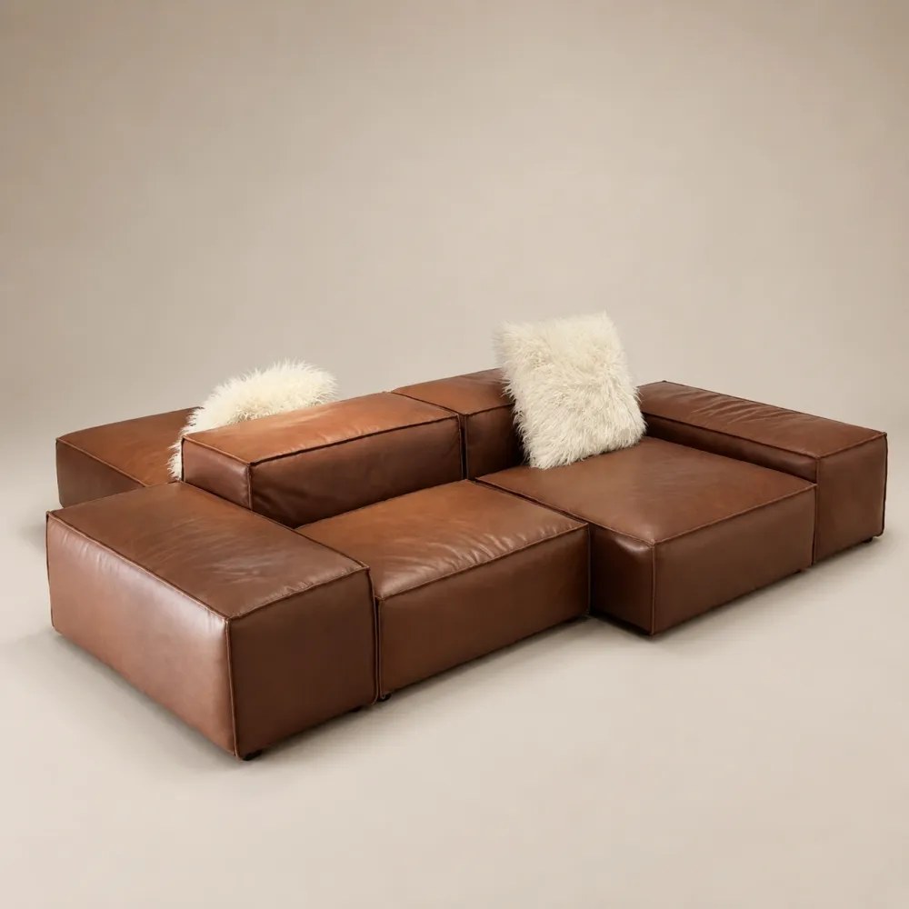 Molto Leather Sectional Sofa – Brown