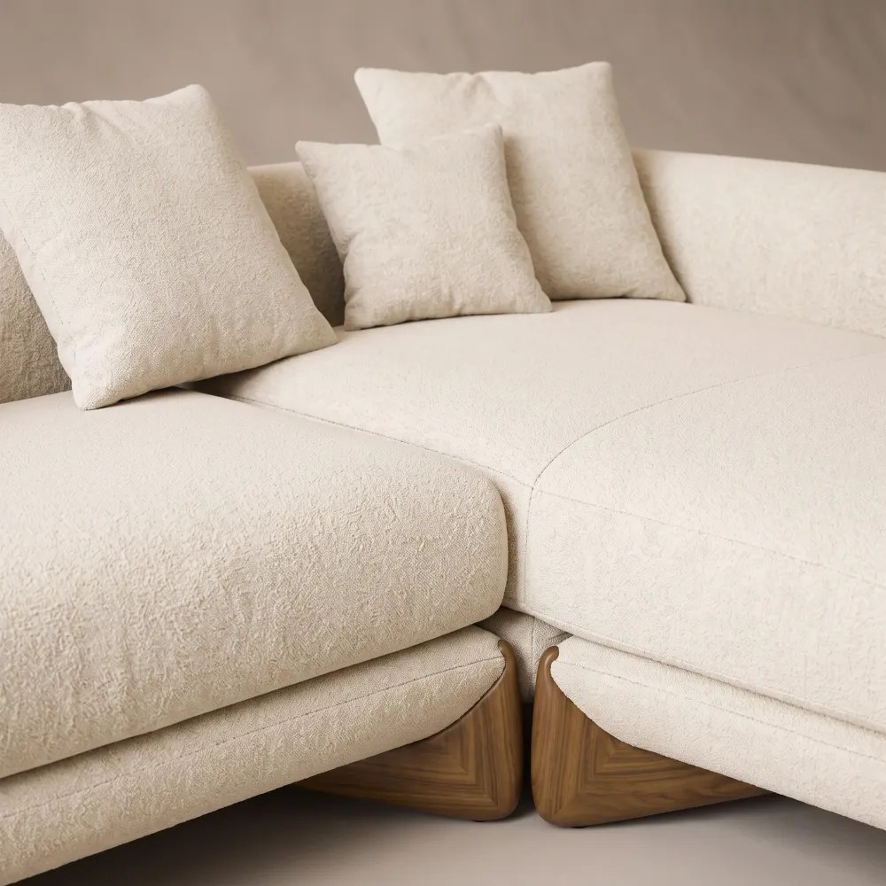 Avel L-Shape Sofa – Beige - Image 3