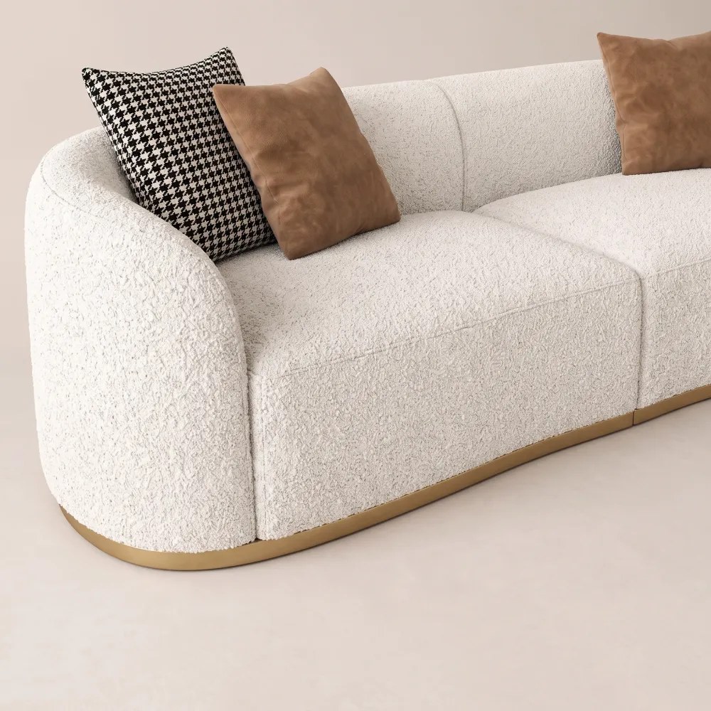 Serava Arc-Shape Sofa – Beige - Image 4