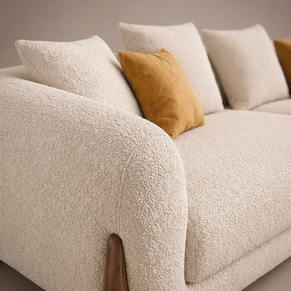 Orian Walnut Legs Sofa – Beige - Image 4