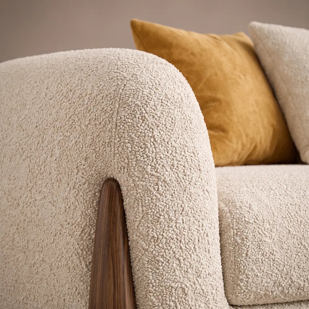 Orian Walnut Legs Sofa – Beige - Image 5