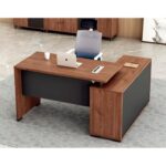 Skyland Luma Manager Desk, Executive Office Table with Spacious Walnut Wood Finish Worktop, Modern Computer Workstation for Home Office, 140 x 75 cm (Self Installation)