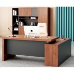 Skyland LUMA Manager Desk 1600mm, Executive Office Table with Spacious Walnut Wood Finish Worktop, Modern Computer Workstation for Home Office, 160x76cm (Self Installation)