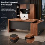 Skyland LUMA Manager Desk 1600mm, Executive Office Table with Spacious Walnut Wood Finish Worktop, Modern Computer Workstation for Home Office, 160x76cm (Self Installation)