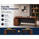 Skyland Luma Manager Desk 1600mm Executive Office Table, Walnut Wood Finish, Spacious Workstation for Home Office, 160x76cm Computer Writing Desk (Self Installation)