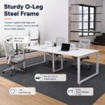 Skyland Novo Meeting Table 2400mm, Large Conference Table for Boardroom Office, White Top with Grey O-Legs, Modesty Panel, Seats 8-10 People (Self Installation)