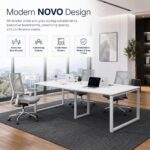 Skyland Novo Meeting Table 2400mm, Large Conference Table for Boardroom Office, White Top with Grey O-Legs, Modesty Panel, Seats 8-10 People (Self Installation)