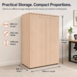 Skyland Storage Cabinet with Wooden Doors, XTEN XMC 85.1 Office Filing Cabinet, 3-Shelf Bookcase for Home Office, Beech Tiara Wood Finish, 856 x 432 x 1190 mm (Self Installation)