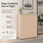 Skyland Storage Cabinet with Wooden Doors, XTEN XMC 85.1 Office Filing Cabinet, 3-Shelf Bookcase for Home Office, Beech Tiara Wood Finish, 856 x 432 x 1190 mm (Self Installation)