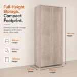 Skyland XTEN Storage Cabinet with Wooden Doors, Tall Office Filing Bookcase, Adjustable Shelves, Sonoma Oak Finish, 856 x 432 x 1955 mm, 5-Year Warranty (Self Installation)