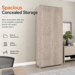 Skyland XTEN Storage Cabinet with Wooden Doors, Tall Office Filing Bookcase, Adjustable Shelves, Sonoma Oak Finish, 856 x 432 x 1955 mm, 5-Year Warranty (Self Installation)