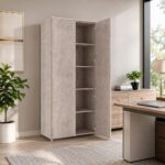 Skyland XTEN Storage Cabinet with Wooden Doors, Tall Office Filing Bookcase, Adjustable Shelves, Sonoma Oak Finish, 856 x 432 x 1955 mm, 5-Year Warranty (Self Installation)