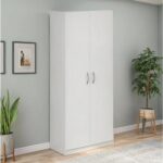 Skyland SIMPLE Storage Cabinet with Wooden Doors, Tall Office Filing Cabinet, 5-Tier Bookcase, Lockable Wood Storage, White Finish, 770 x 375 x 1817 mm, SR-5W.1 (Self Installation)