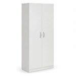 Skyland SIMPLE Storage Cabinet with Wooden Doors, Tall Office Filing Cabinet, 5-Tier Bookcase, Lockable Wood Storage, White Finish, 770 x 375 x 1817 mm, SR-5W.1 (Self Installation)