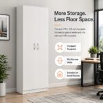 Skyland SIMPLE Storage Cabinet with Wooden Doors, Tall Office Filing Cabinet, 5-Tier Bookcase, Lockable Wood Storage, White Finish, 770 x 375 x 1817 mm, SR-5W.1 (Self Installation)