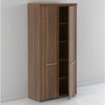 Skyland Zenn Storage Cabinet with Wooden Doors, Tall Office Filing Cupboard, Lockable Executive Bookcase, Dallas Walnut Finish, 964 x 452 x 1984 mm, 5-Year Warranty (Self Installation)