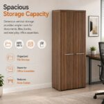 Skyland Zenn Storage Cabinet with Wooden Doors, Tall Office Filing Cupboard, Lockable Executive Bookcase, Dallas Walnut Finish, 964 x 452 x 1984 mm, 5-Year Warranty (Self Installation)