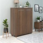 Skyland ZENN Medium Storage Cabinet with Wooden Doors, Executive Office Filing Cabinet, Lockable Bookcase, Walnut Dallas Finish, 964 x 452 x 1219 mm, ZMC 85.1 (Self Installation)