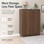 Skyland ZENN Medium Storage Cabinet with Wooden Doors, Executive Office Filing Cabinet, Lockable Bookcase, Walnut Dallas Finish, 964 x 452 x 1219 mm, ZMC 85.1 (Self Installation)