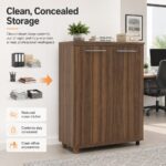 Skyland ZENN Medium Storage Cabinet with Wooden Doors, Executive Office Filing Cabinet, Lockable Bookcase, Walnut Dallas Finish, 964 x 452 x 1219 mm, ZMC 85.1 (Self Installation)
