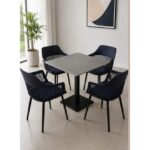 Modern 5-Piece Dining Set with Square Dining Table and 4 Chairs � Space-Saving Dining Furniture for Home, Kitchen, Caf� & Restaurant