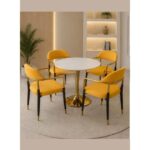 Modern 5-Piece Dining Set with Round Dining Table and 4 Upholstered Chairs � Dining Furniture Set for Home, Kitchen, Caf� & Restaurant