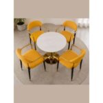 Modern 5-Piece Dining Set with Round Dining Table and 4 Upholstered Chairs � Dining Furniture Set for Home, Kitchen, Caf� & Restaurant