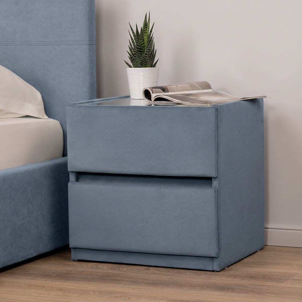 Bedside table Oscar with glass top 44x50