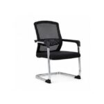 Black Office Chair with Mesh Back and Chrome Sled Base