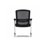 Black Office Chair with Mesh Back and Chrome Sled Base