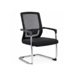Cantilever Visitor Office Chair with Mesh Back and Fabric Seat - Black/Grey
