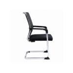 Modern Ergonomic Visitor Chair with Cushioned Seat, Padded Armrests & Chrome Cantilever Frame – Black
