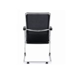 Modern Ergonomic Visitor Chair with Cushioned Seat, Padded Armrests & Chrome Cantilever Frame – Black