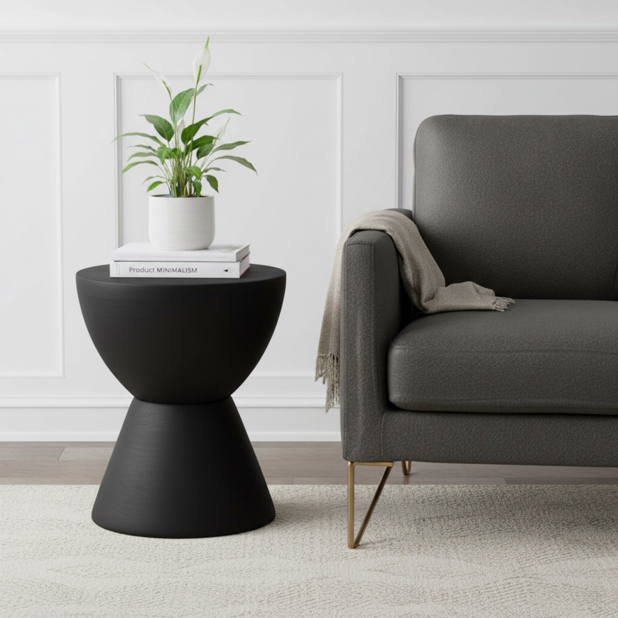Barrel Metal Side Table - Black