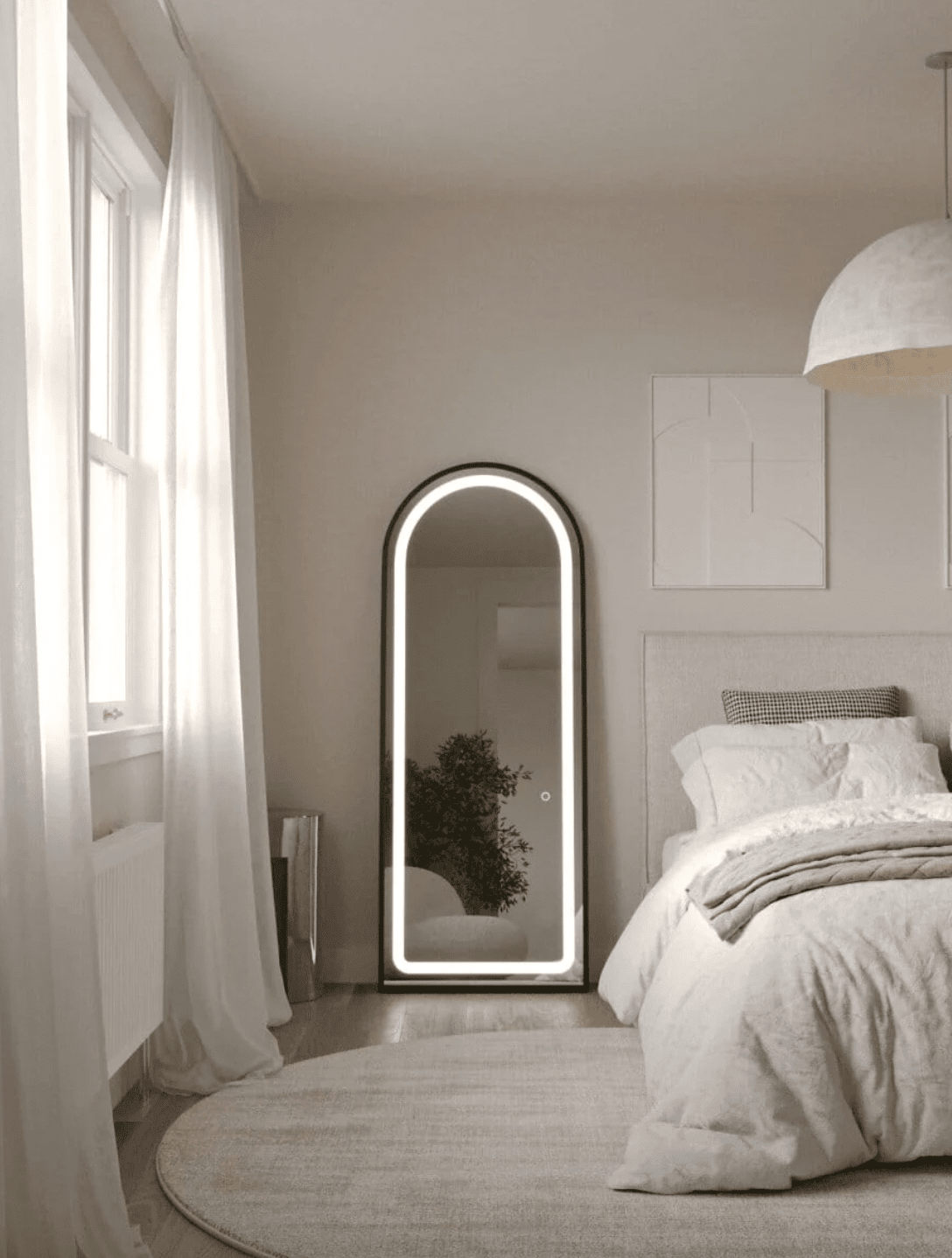 Leah Black Arch Full Length Mirror with LED Light - Image 2