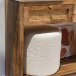 Mira Off White Boucle Round Pouf