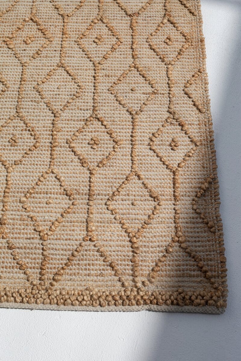 Geometric Elegance - Natural Light Brown Runner Woven Rug - Image 2