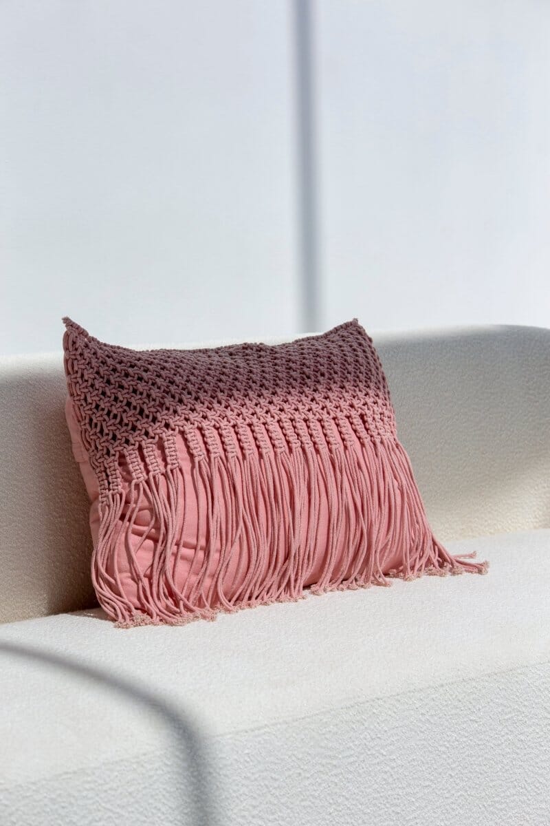 Pink Fringes Cushion With Filler (50x70 CM) - Image 3