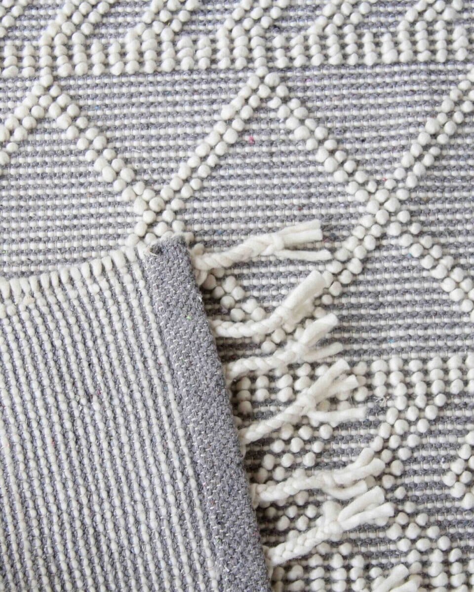 Seaside Elegance - Tassels Natural White & Blue Woven Rug - Image 3